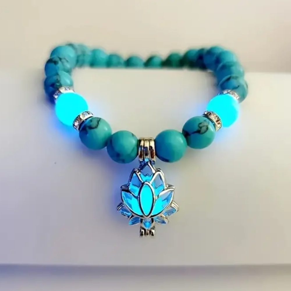 Turquoise Lotus Charm Bracelet